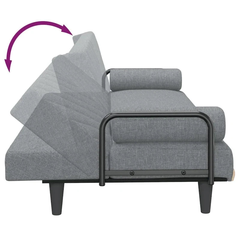 Canapé-lit avec dossier et accoudoirs réglables – Causeuse en tissu de 205 cm