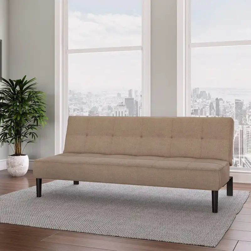 Canapé-lit futon convertible avec matelas texturé capitonné – Inclinable en 2 positions