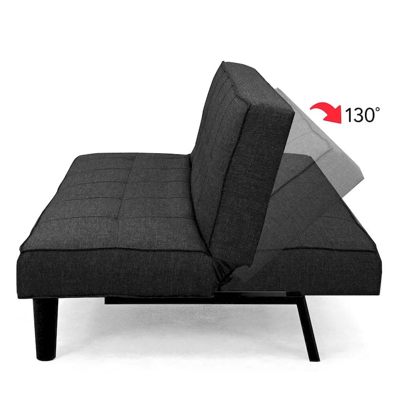Canapé-lit futon convertible avec matelas texturé capitonné – Inclinable en 2 positions