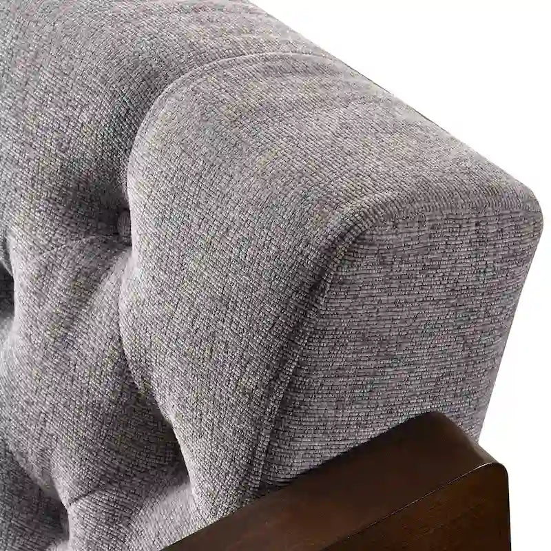 Canapé en tissu capitonné de style Mid-Century avec pieds en bois évasés