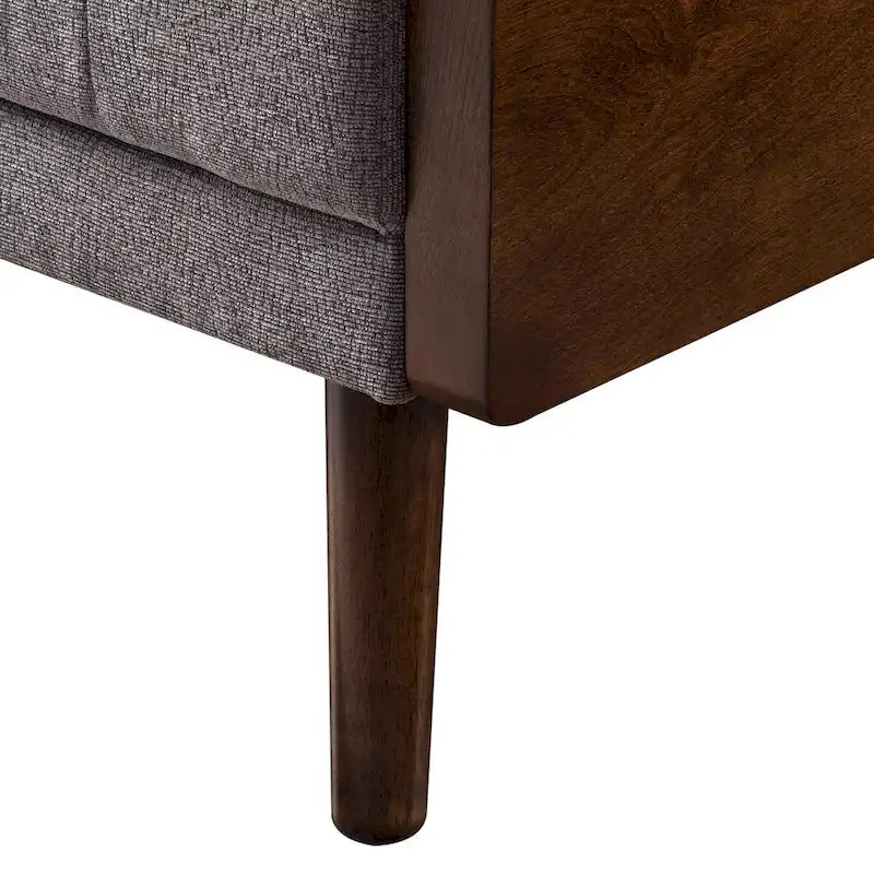 Canapé en tissu capitonné de style Mid-Century avec pieds en bois évasés