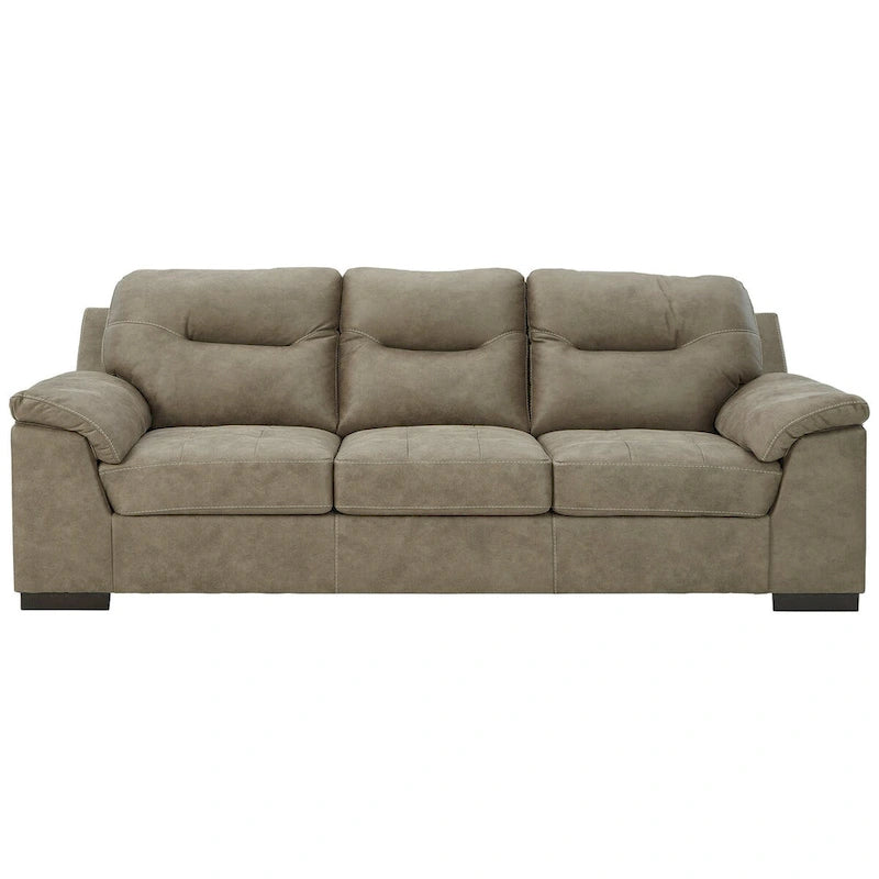 Canapé en faux cuir capitonné avec accoudoirs rembourrés – Canapé 3 places pour salon