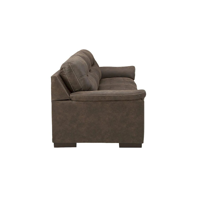 Canapé en faux cuir capitonné avec accoudoirs rembourrés – Canapé 3 places pour salon