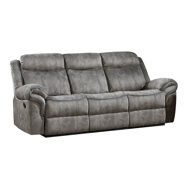 Canapé inclinable 3 places en velours gris de 87 po avec ports USB et pieds noirs