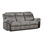 Canapé inclinable 3 places en velours gris de 87 po avec ports USB et pieds noirs