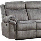 Canapé inclinable 3 places en velours gris de 87 po avec ports USB et pieds noirs