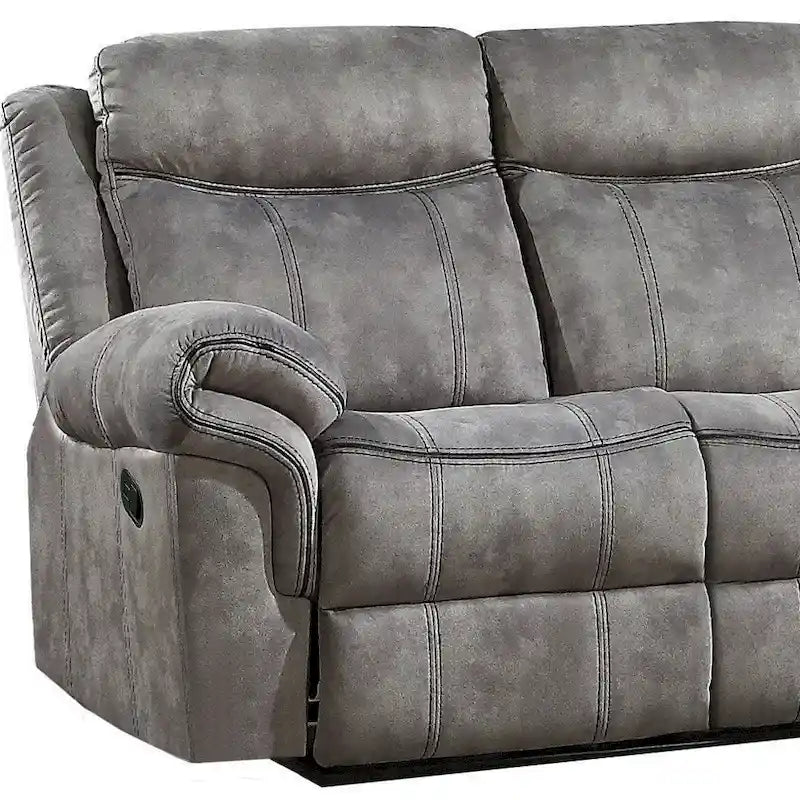 Canapé inclinable 3 places en velours gris de 87 po avec ports USB et pieds noirs
