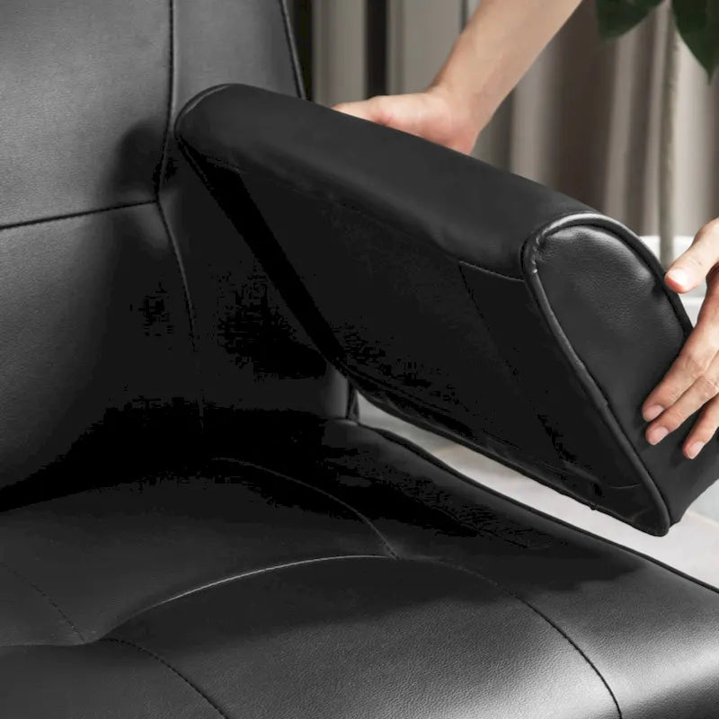 Canapé-lit futon convertible en similicuir avec dossier réglable et porte-gobelets — Noir