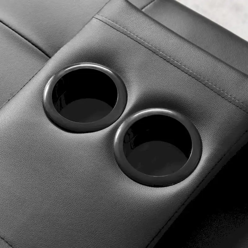 Canapé-lit futon convertible en similicuir avec dossier réglable et porte-gobelets — Noir