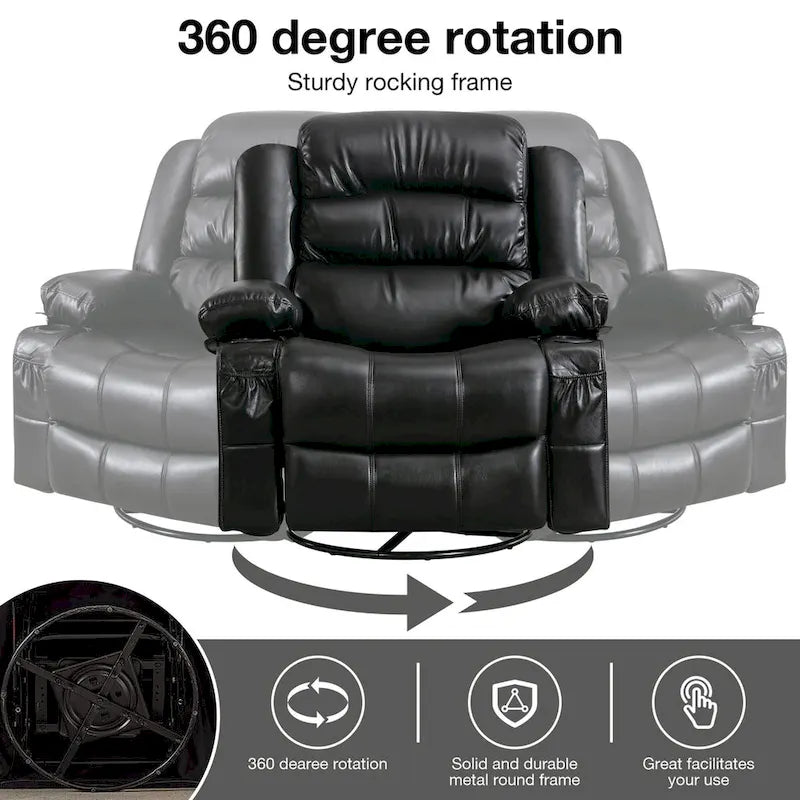 Fauteuil inclinable pivotant et massant, avec fonction de chauffage et port de chargement USB