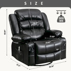 Fauteuil inclinable pivotant et massant, avec fonction de chauffage et port de chargement USB