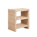 Table d'appoint bohème côtière à 3 niveaux en rotin et bois de manguier – Marron naturel