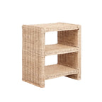 Table d'appoint bohème côtière à 3 niveaux en rotin et bois de manguier – Marron naturel