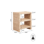 Table d'appoint bohème côtière à 3 niveaux en rotin et bois de manguier – Marron naturel