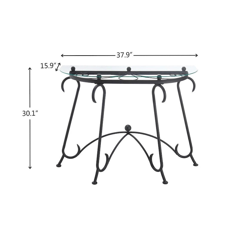 Table basse en verre trempé avec structure en métal noir