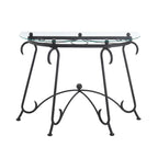 Table basse en verre trempé avec structure en métal noir