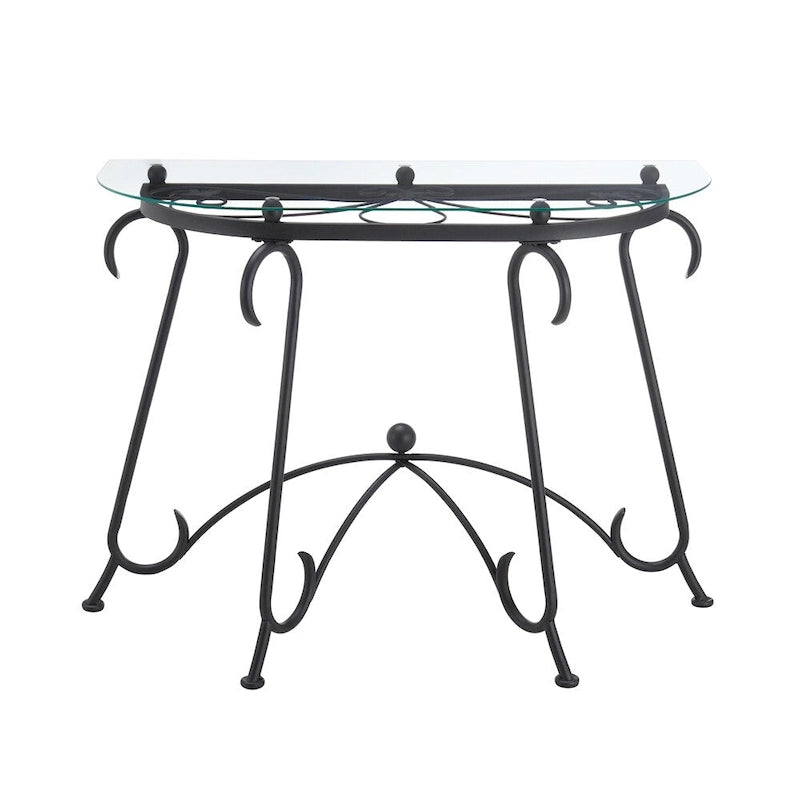 Table basse en verre trempé avec structure en métal noir