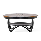 Table basse ronde en bois de manguier avec pieds en fer