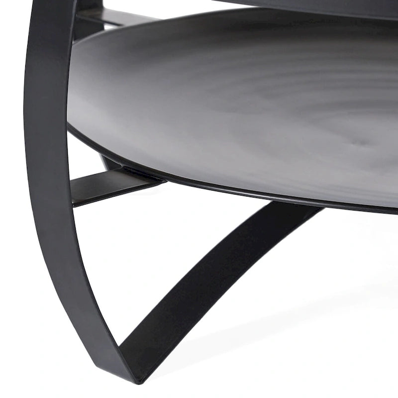 Table basse ronde en bois de manguier avec pieds en fer