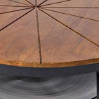 Table basse ronde en bois de manguier avec pieds en fer