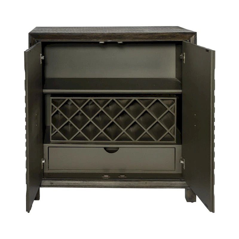 Meuble d'appoint à vin 2 portes avec motif étoile