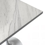Table à manger carrée en résine avec pied central en acier blanc