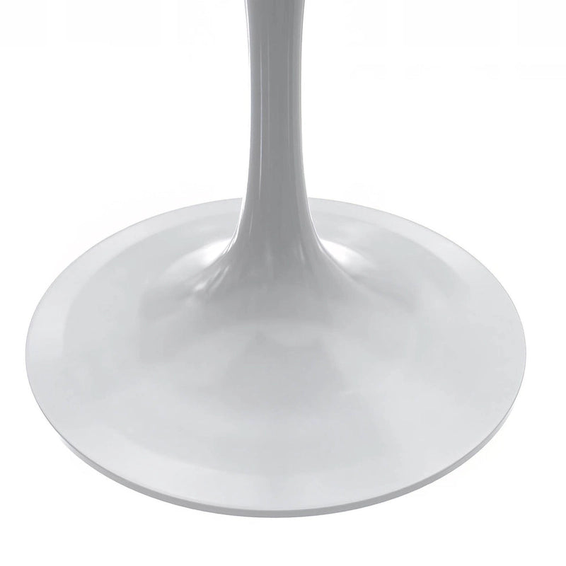 Table à manger carrée en résine avec pied central en acier blanc