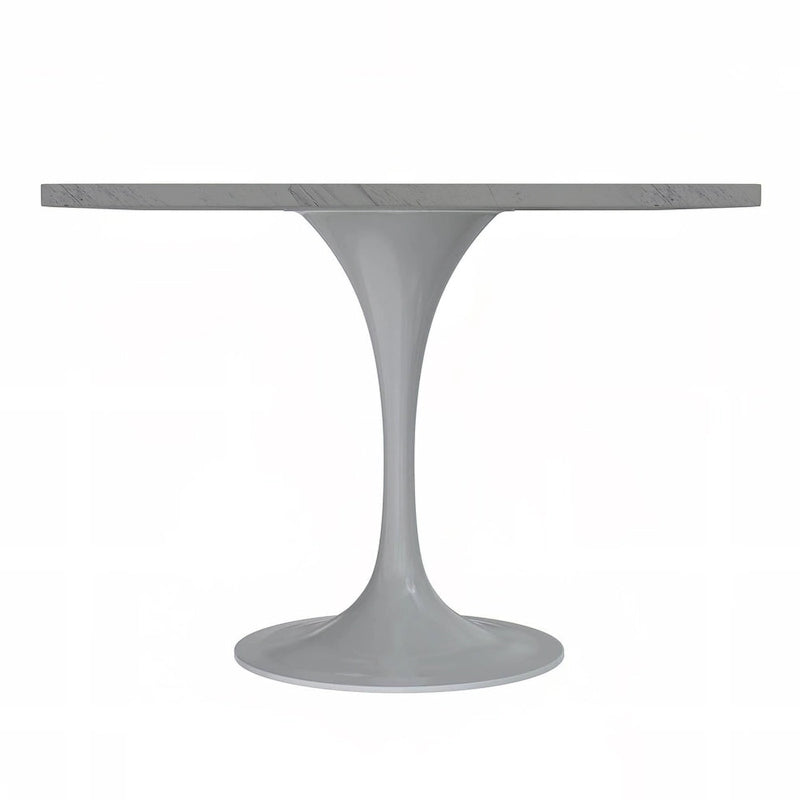 Table à manger carrée en résine avec pied central en acier blanc