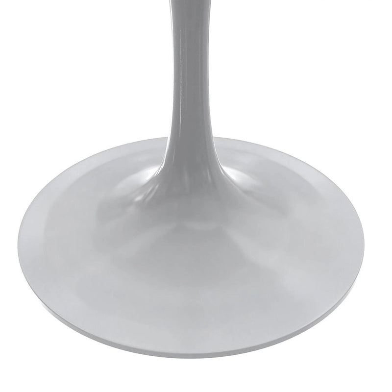 Table à manger carrée en résine avec pied central en acier blanc