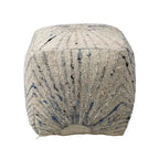 Pouf ottoman en laine et coton tissé à la main, coloris ivoire
