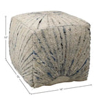 Pouf ottoman en laine et coton tissé à la main, coloris ivoire