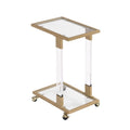 Table d'appoint en C avec plateau en verre trempé, surface inclinable et roulettes verrouillables