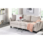 Table d'appoint en C avec plateau en verre trempé, surface inclinable et roulettes verrouillables