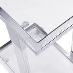 Table d'appoint en C avec plateau en verre trempé, surface inclinable et roulettes verrouillables