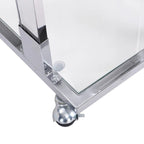 Table d'appoint en C avec plateau en verre trempé, surface inclinable et roulettes verrouillables