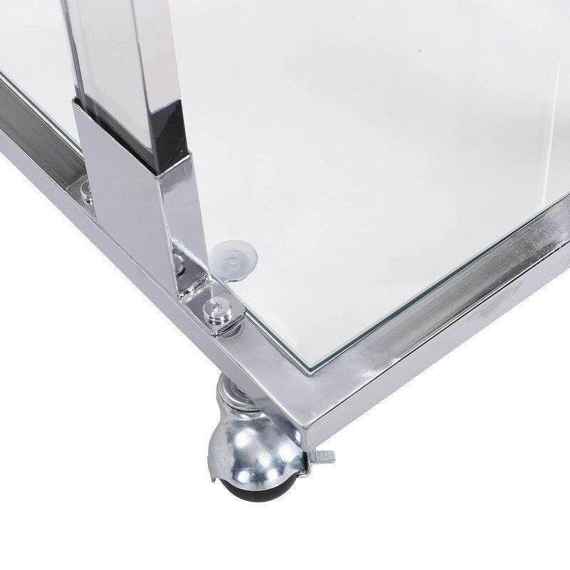 Table d'appoint en C avec plateau en verre trempé, surface inclinable et roulettes verrouillables