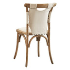 Chaise de salle à manger en toile et bouleau courbé – Accents cloutés classiques