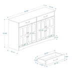 Bahut de style rustique avec 2 tiroirs et 4 portes – Grand meuble de rangement en bois