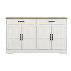 Bahut de style rustique avec 2 tiroirs et 4 portes – Grand meuble de rangement en bois