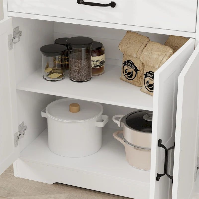 Bahut de style rustique avec 2 tiroirs et 4 portes – Grand meuble de rangement en bois